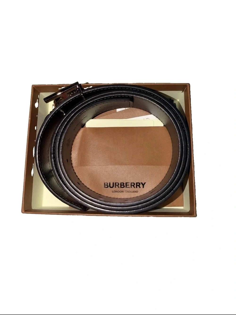 Burberry Tan Nova Check Belt with Silver 'B' Buckle